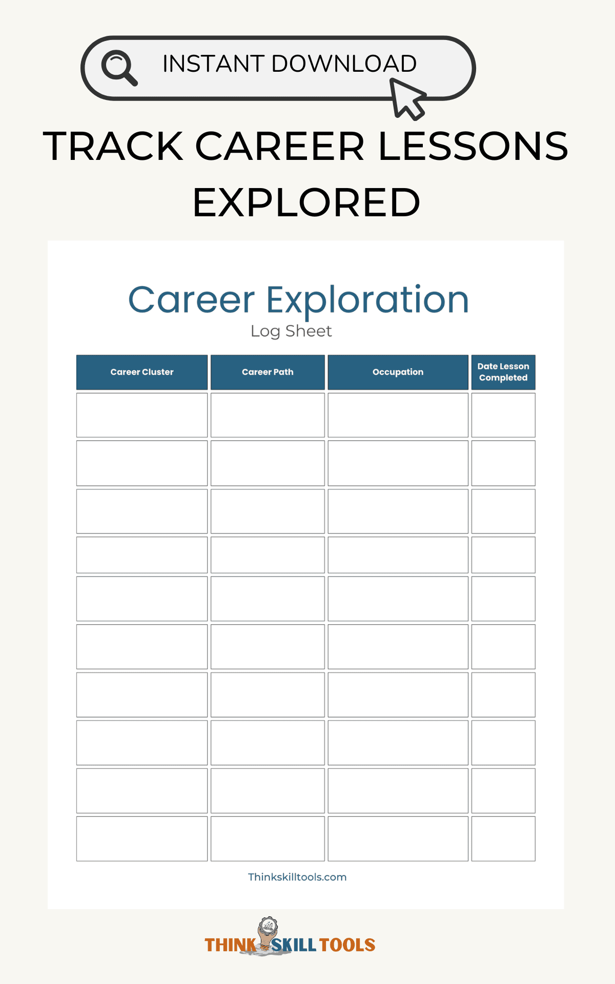 career-exploration-lesson-log-sheet