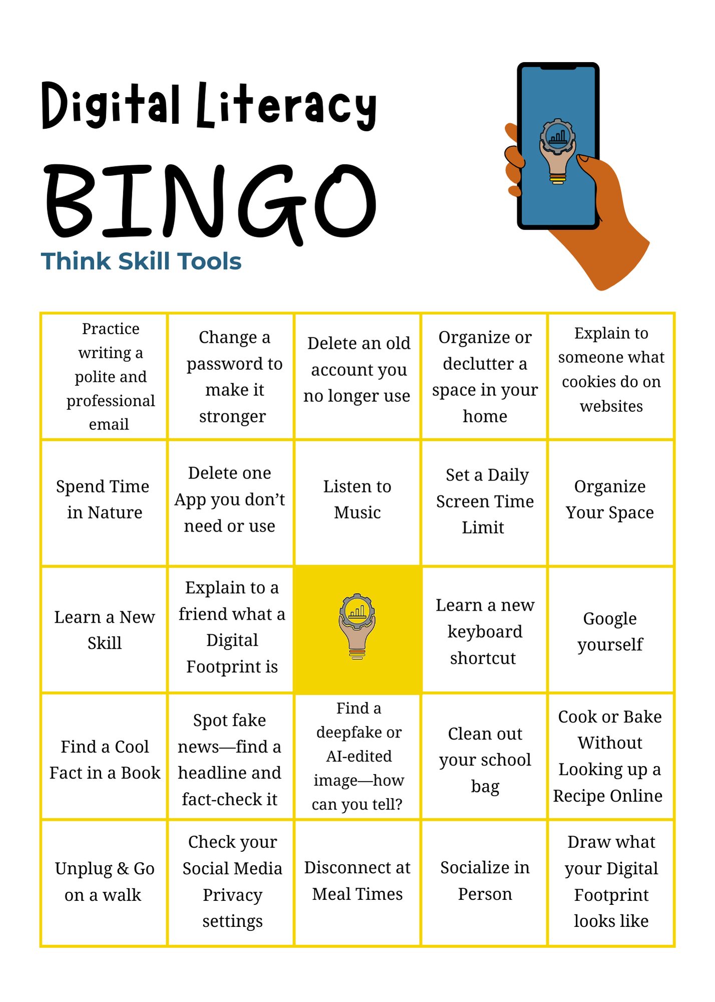 Digital Literacy Bingo Challenge
