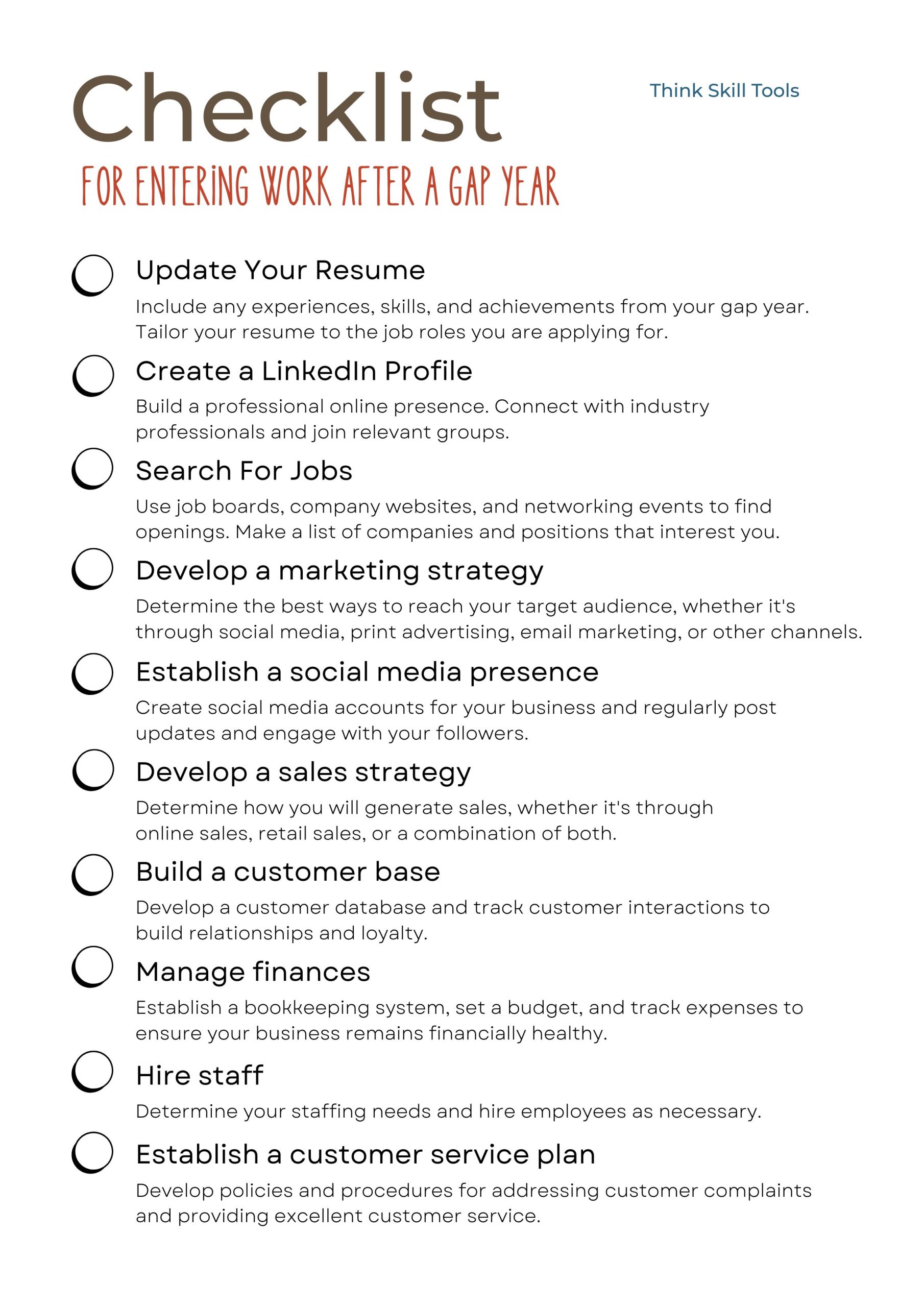 Checklist -  After My Gap Year Get A Job Quick!
