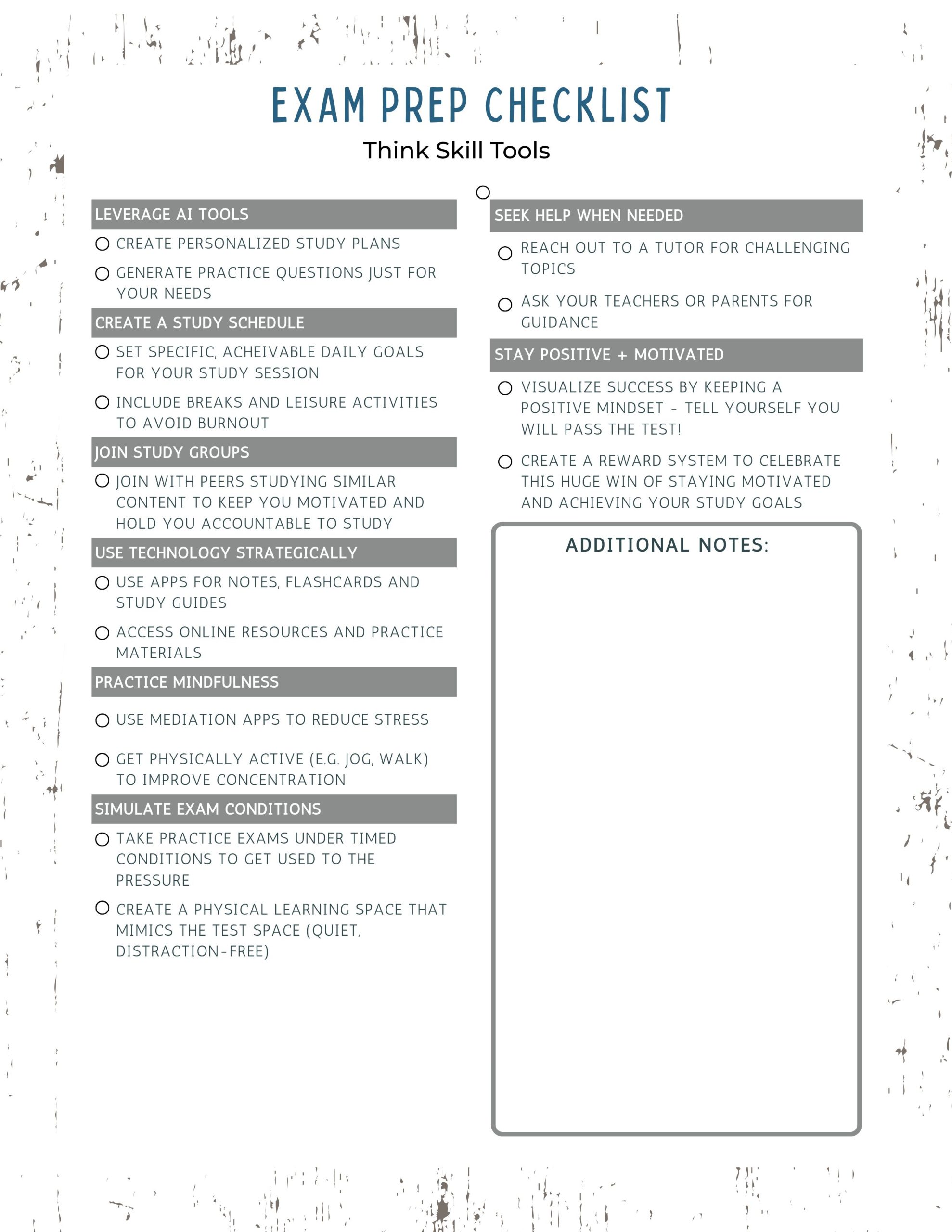 Checklist -  Exam Prep